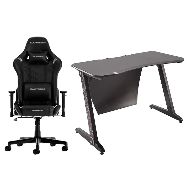 X-Rocker Sony PlayStation - Borealis PC Gaming Desk with LED's + DXRacer Prince P132 Gaming Chair - Black