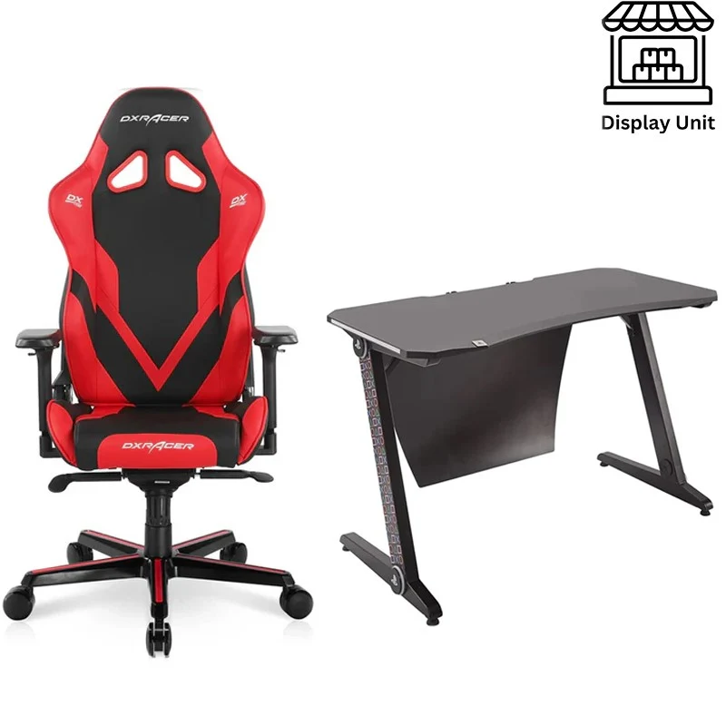 X-Rocker Sony PlayStation - Borealis PC Gaming Desk with LED's + DXRacer G Series Gaming Chair - Black/Red (Display)