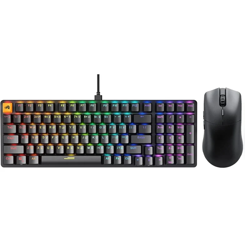 Glorious GMMK2 96% Pre-Built Keyboard-Black, Arabic + Glorious Model O2 PRO 4K/8K Wireless Gaming Mouse - Matte Black