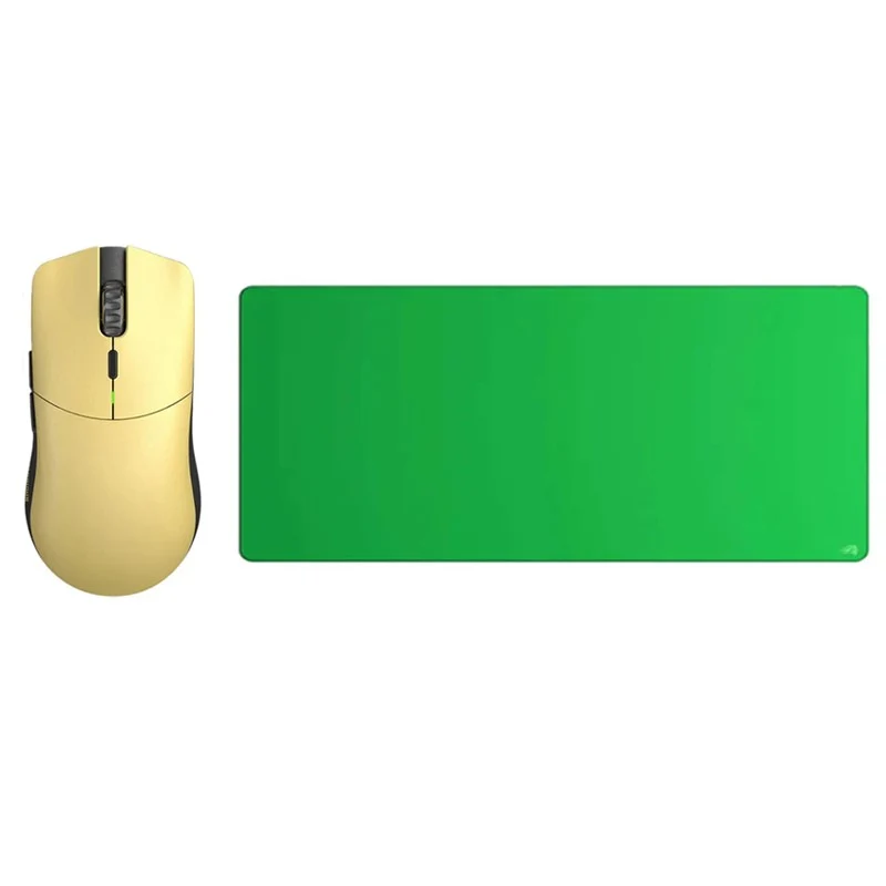 Glorious Forge Model O Pro Wireless Gaming Mouse - Golden Panda + Glorious Green Screen XXL Extended Mouse Pad - 18" x 36"