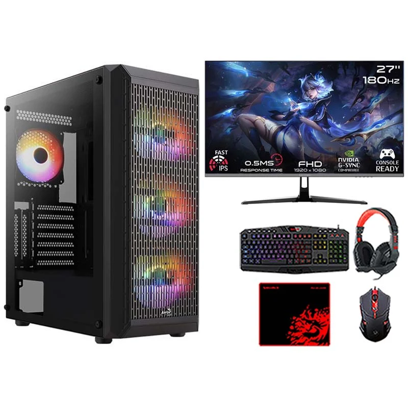 i5 GAMING PC, i5-14400F, RX 9060 XT 8GB Windows 11 Pro with Gaming Monitor and 4in1 Gaming Kit