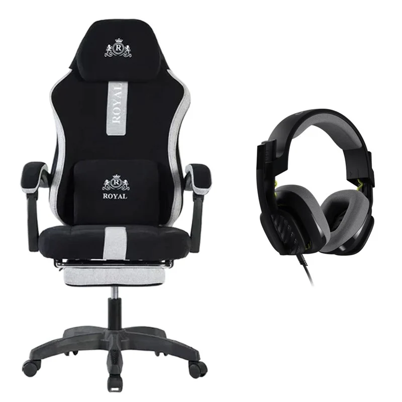 Royal Gaming Chair with Footrest leather - Black + Astro A10 Xbox Salvage Wired Gaming Headset - Black