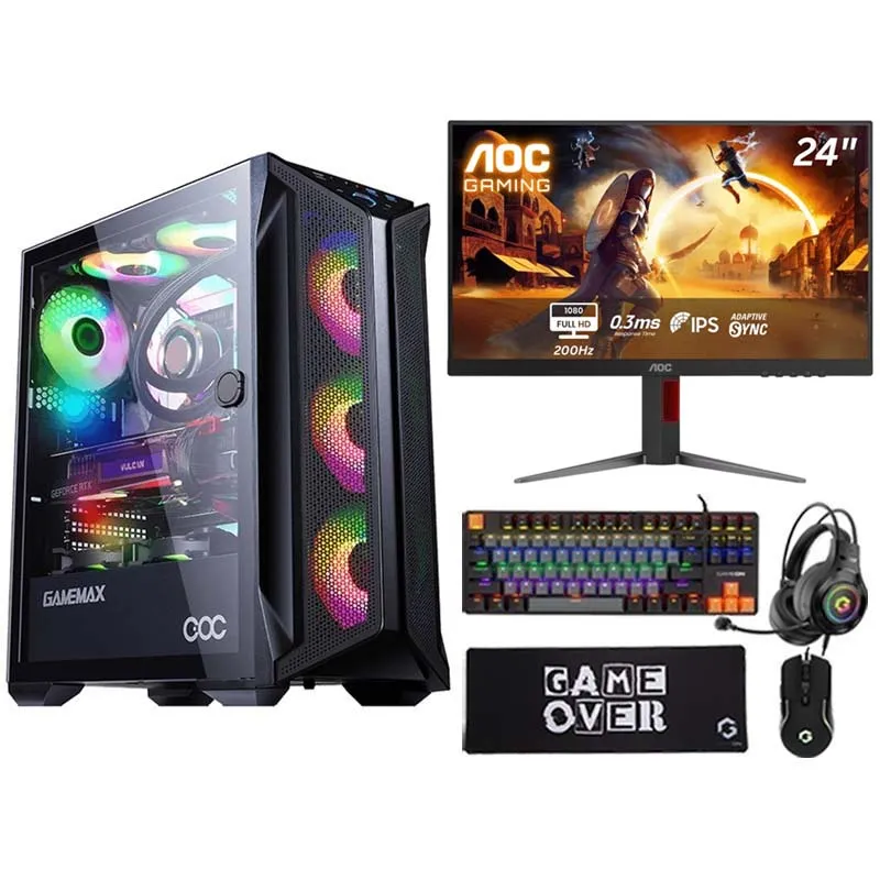 I5 GAMING PC, i5-14400F, RTX 3060 12GB , Windows 11 Pro with Gaming Monitor and 4in1 Gaming Kit
