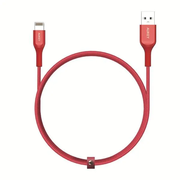 Aukey Impulse Titan Kevlar Core Lightning to USB-A Cable(2m / 6.6ft), Red