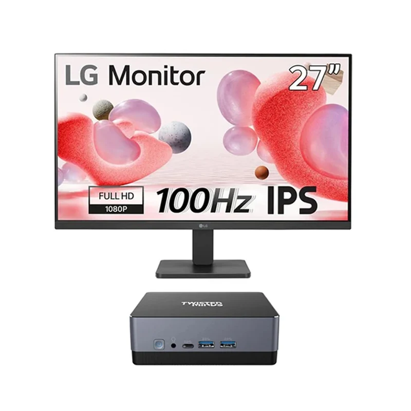 Twisted Minds Mini PC, Intel i7-12650H, 32 GB RAM , 1 TB SSD, Windows 11 Pro + LG Electronics Monitor 27", Full HD 1080p, 100 Hz