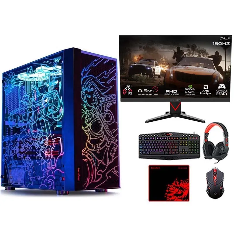 Ryzen 5 Gaming PC, Ryzen 5 5600G, RTX 3060 12GB, Windows 11 Pro with Gamiing Monitor and 4in1 Gaming Kit