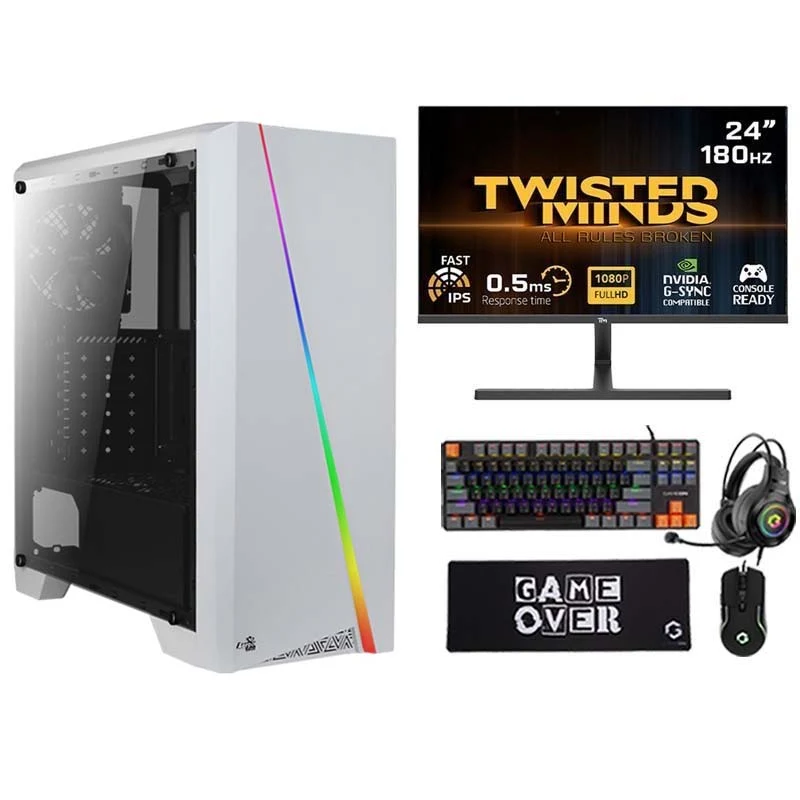 i5 PC, i5-14400F, GTX 1050 Ti 4GB, Windows 11 Pro for Students with Gaming Monitor and 4in1 Gamin Kit