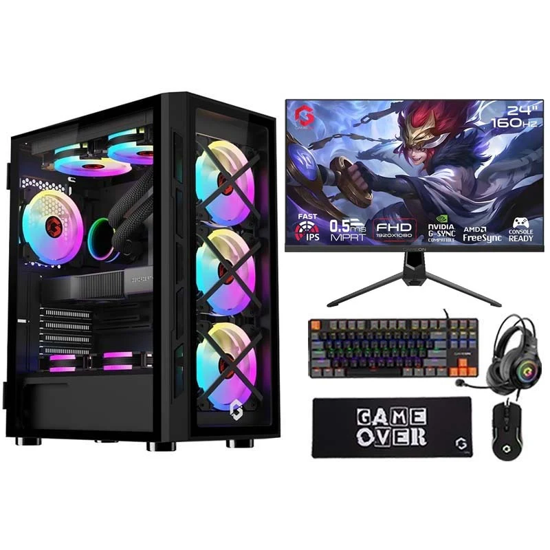 i5 PC, i5-14400F, GT 730 2GB, Windows 11 Pro for Students with Gaming Monitor and 4in1 Gaming Kit