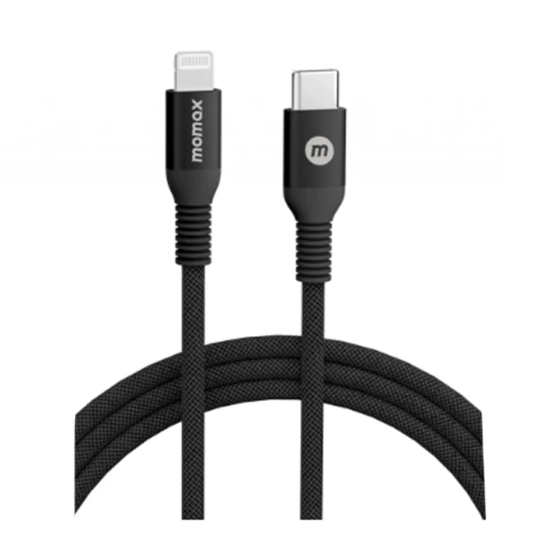 Momax Elite USB C to Lightning Nylon-Braided Fast Charging Cable, Black