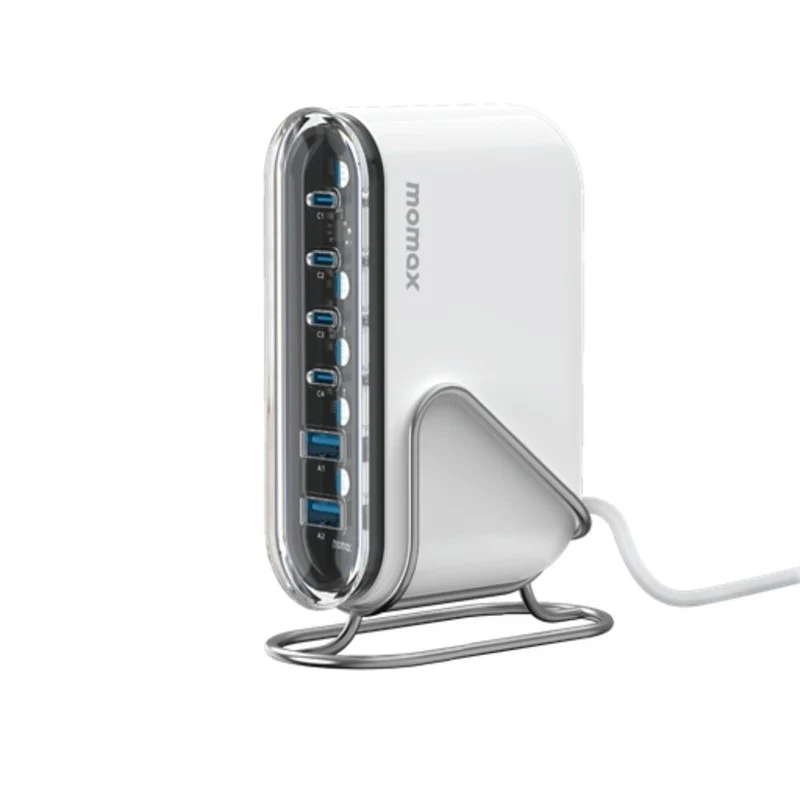 Momax 1-Charge Flow+ PD 120W GaN Desktop Charger [6 Ports], White