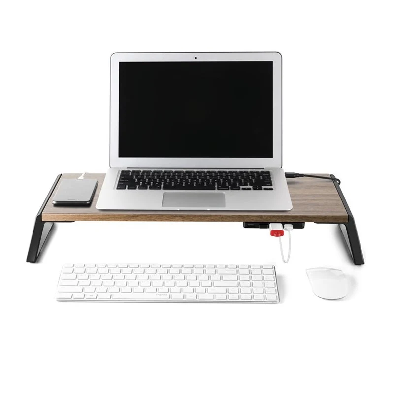 UPERGO ID-20U Height Adjustable Wooden Standing Desk With 4 USB Ports For Laptops & Monitors