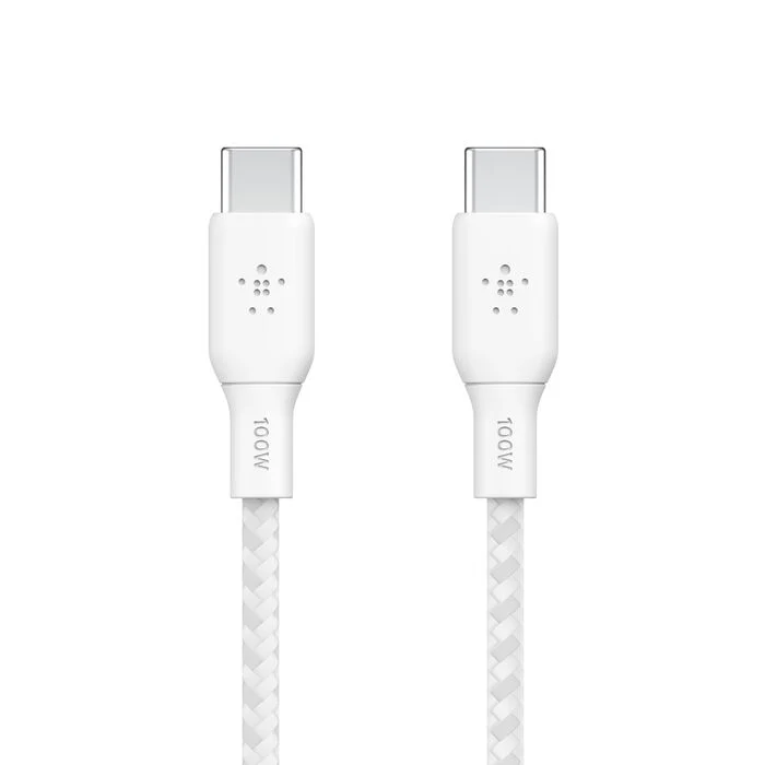 BOOST CHARGE™ USB-C to USB-C 2.0 Braided , 1M, White, (2pk)