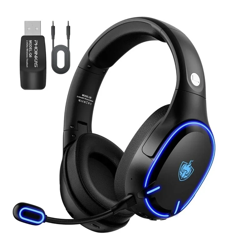 Phonikas Wireless Gaming Headset, Bluetooth Headset for PS4/PS5/PC/Xbox/Switch