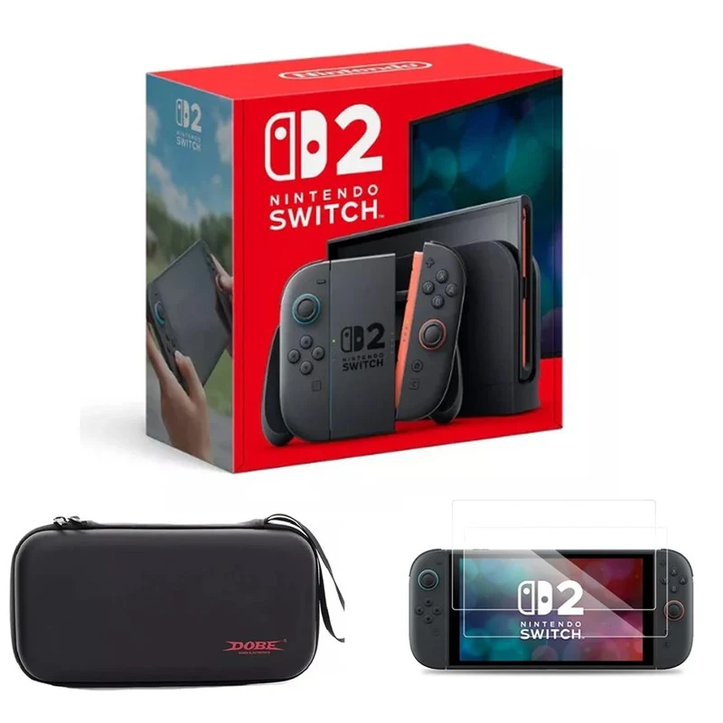 Nintendo Switch 2 Console - Black + Dobe Carry Case + Screen Protector