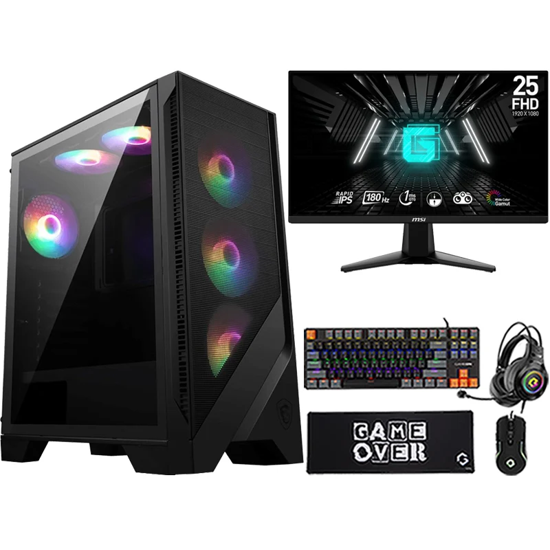 Ultra 5 Gaming PC, Ultra 5 245KF, RTX 4070 SUPER 12GB, Windows 11 Pro with Gaming Monitor and 4in1 Gaming Kit