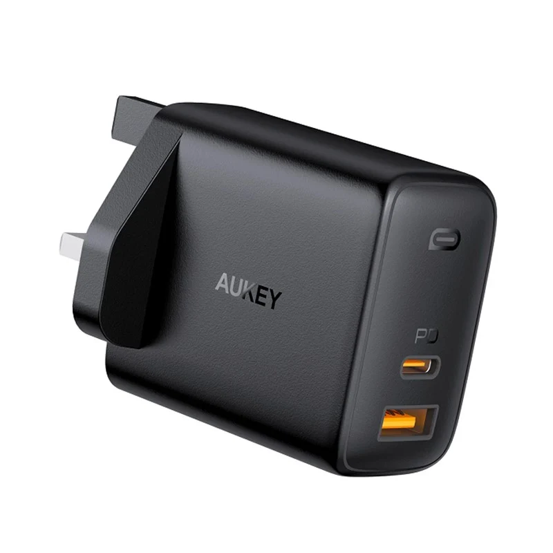 Aukey PA-B3 BK Dual-Port 65W PD Wall Charger with GaN Power Tech, Black
