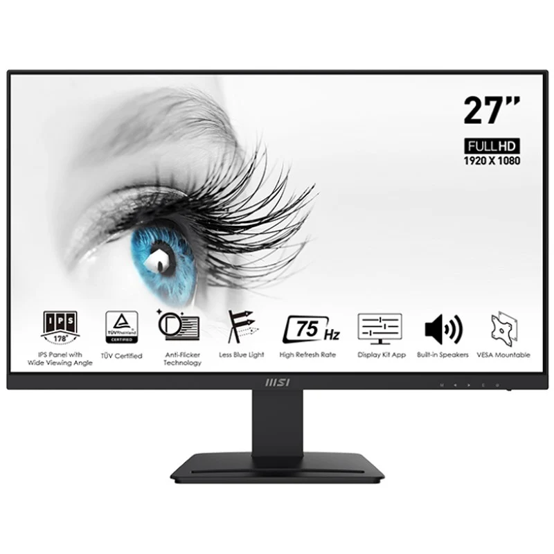 MSI PRO MP273 27" FHD IPS MONITOR, 75Hz, HDMI, DisplayPort - Black -Display unit