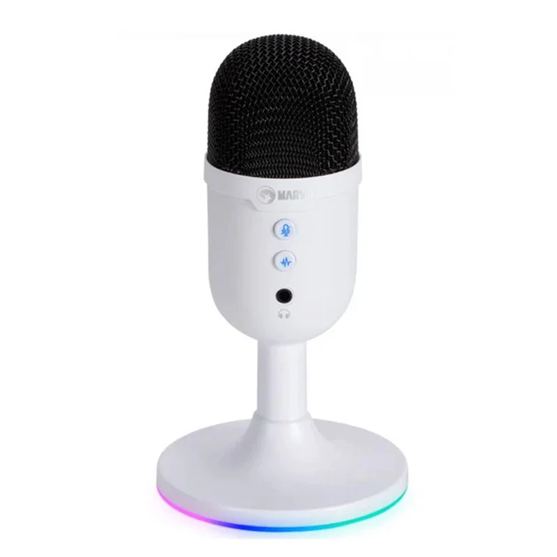 MARVO MIC-06 BK USB Wired RGB Gaming Microphone - White