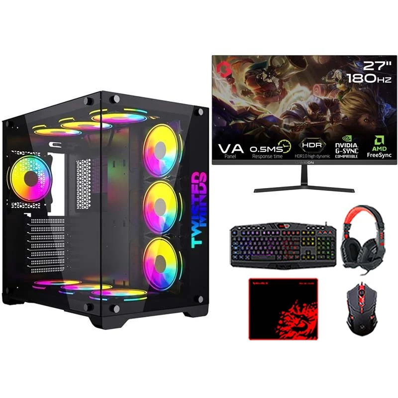 i5 Gaming PC, i5-12400F, RTX 4060 8GB, Windows 11 PRO With GAMEON 27" FHD 180Hz Gaming Monitor and 4in1 Gaming Kit