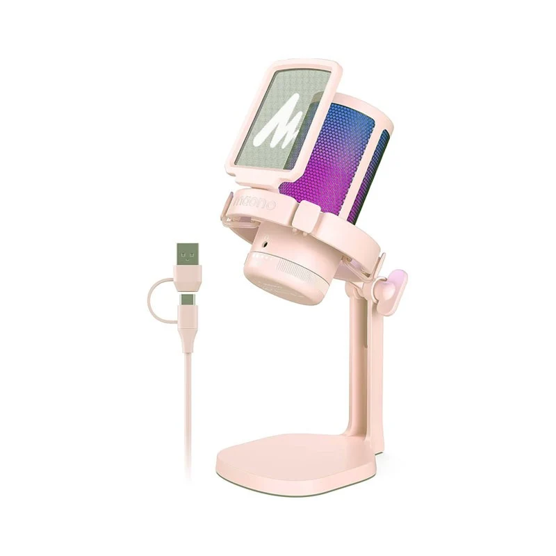 Maonocaster DM20 GamerWave Condenser USB Gaming RGB Microphone - Pink