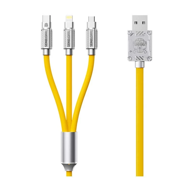 Transformers TF-A03 Bumblebee Three-in-One Fast Charging Data Cable, Yellow