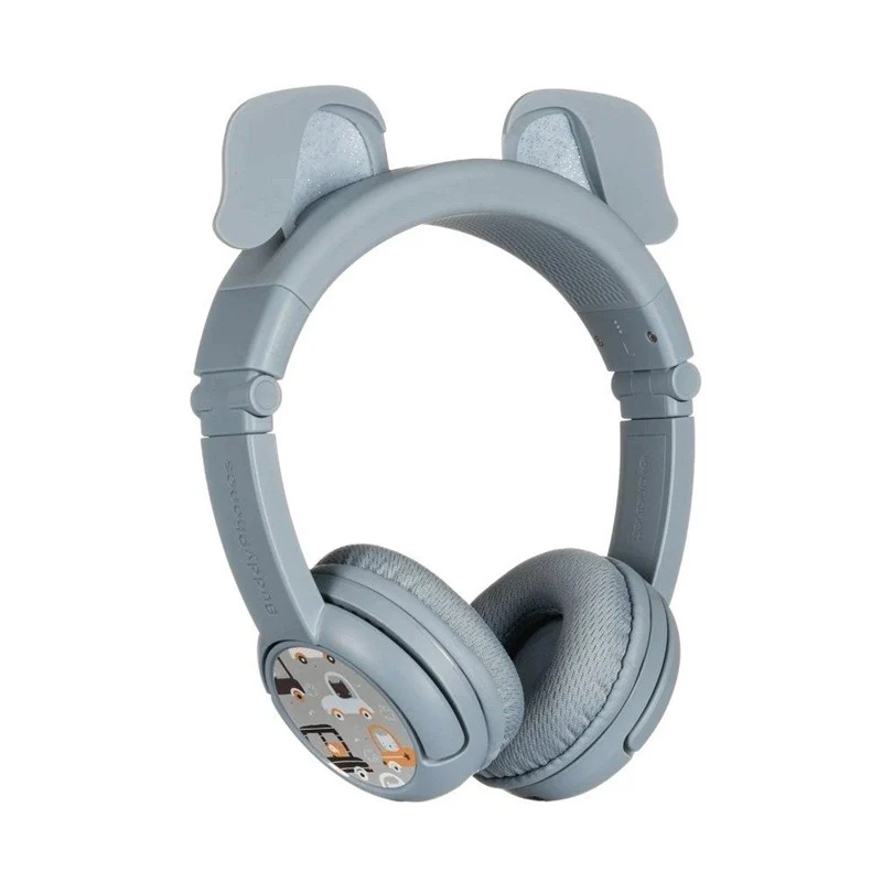 BuddyPhones PlayEars Plus, Ear Foldable Bluetooth Kids Headphones with Microphone, SafeAudio Volume-Limiting 75/85/94dB, Works Wired or Wireless, for iPhone/iPad/Tablet/PC - Dog