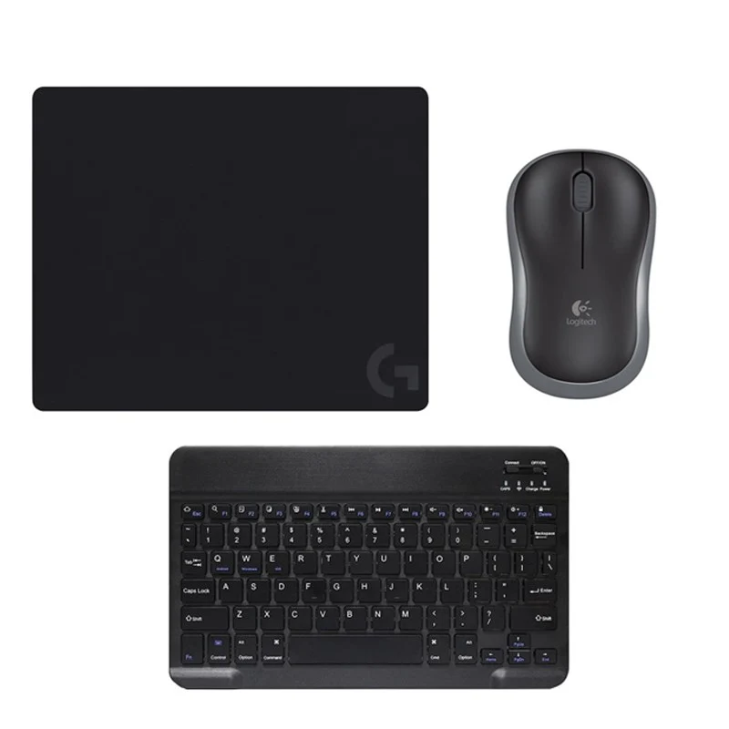 Rechargeable Wireless 10” Bluetooth + Logitech M185 Wireless Mouse + G240 Cloth Gaming Mouse Pad Bundle