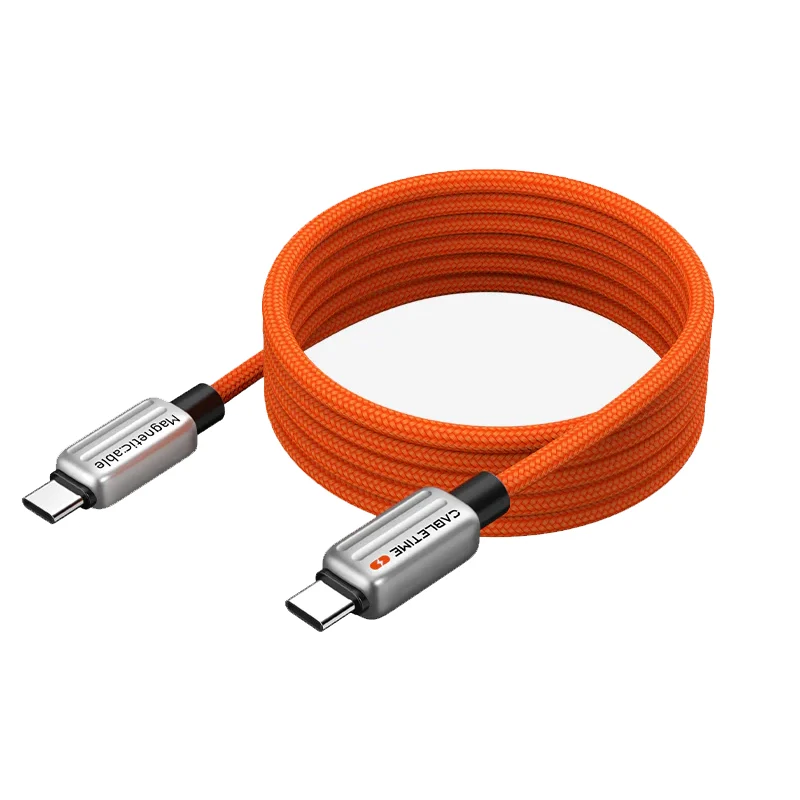 Cabletime Magnetic 240W PD Type-C Cable, Zinc Alloy, 2 Years Warranty, Orange