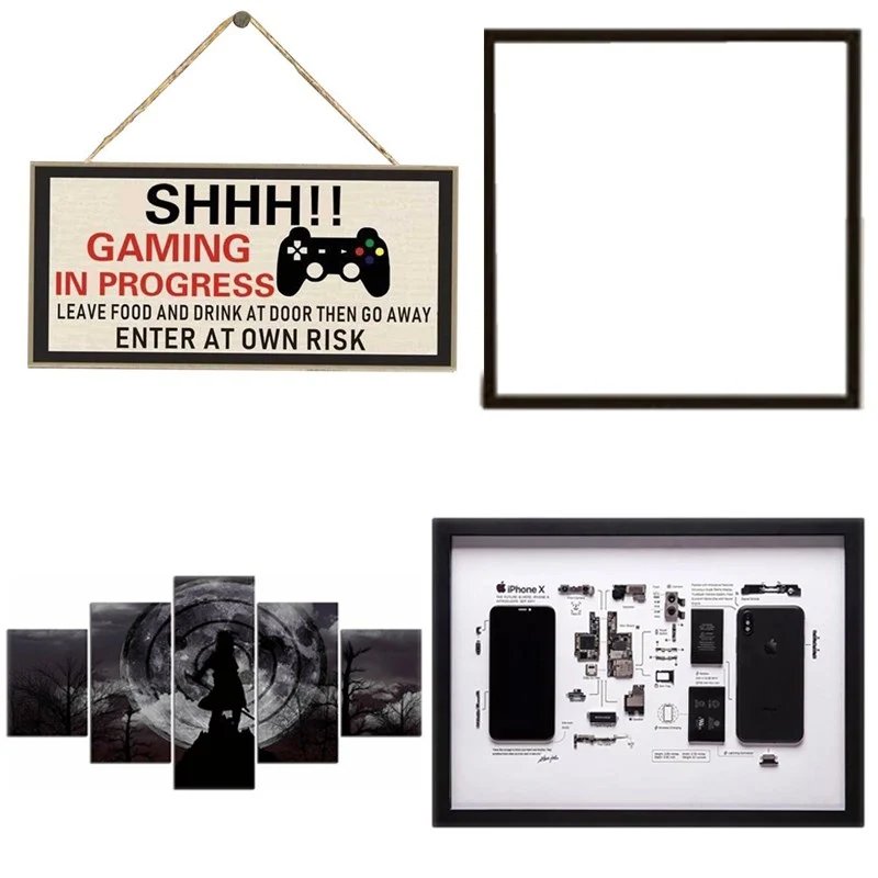 RGB Tech Decor 4 In 1 Bundle Disassembled Apple iPhone Framed & Anime Naruto Poster, Gamer Door Sign and Remote Control Wall Light