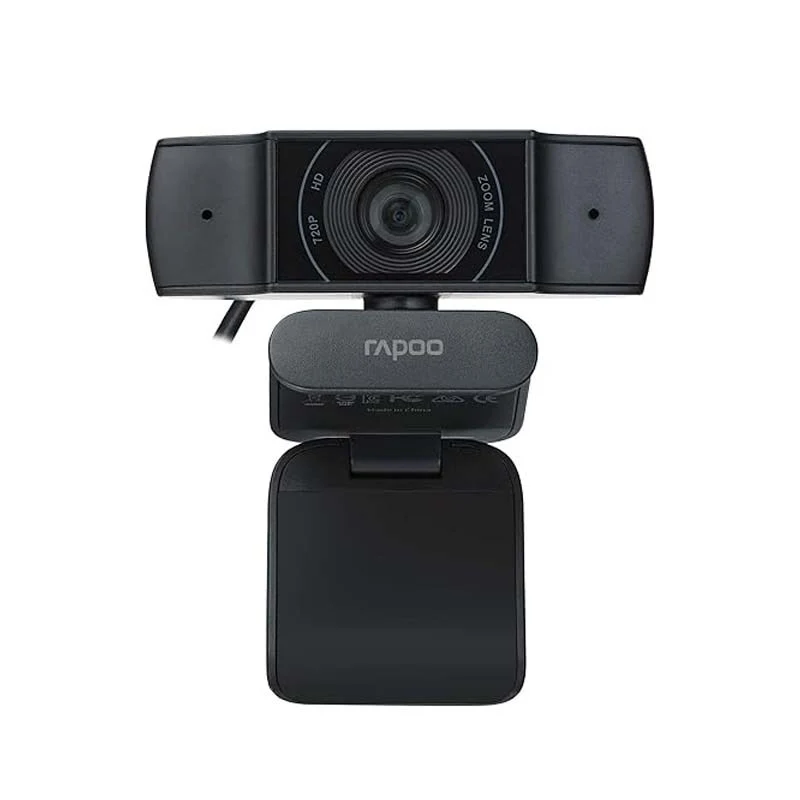 Rapoo C200 720p HD USB, 360° Horizontal, 100° Super Wide-Angle Webcam with Microphone for Live Broadcast Video Calling Conference - Black