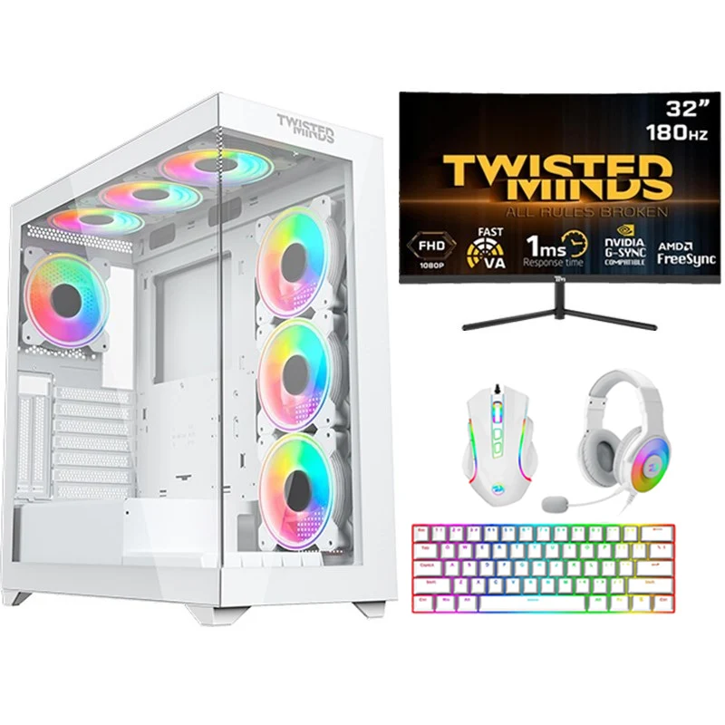 i7 GAMING PC i7-14700KF, RTX 4070 Ti SUPER 16GB, WIN 11 PRO with Twisted Minds 32" FHD 180Hz Gaming Monitor and 3in1 Gaming Kit