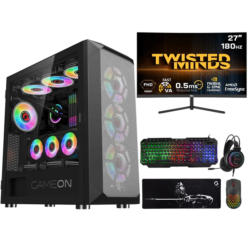 i5 GAMING PC, i5-12400F, RTX 3050 8GB, Windows 11 PRO with Twisted Minds 27" FHD 180Hz Gaming Monitor and 4in1 Gaming Kit