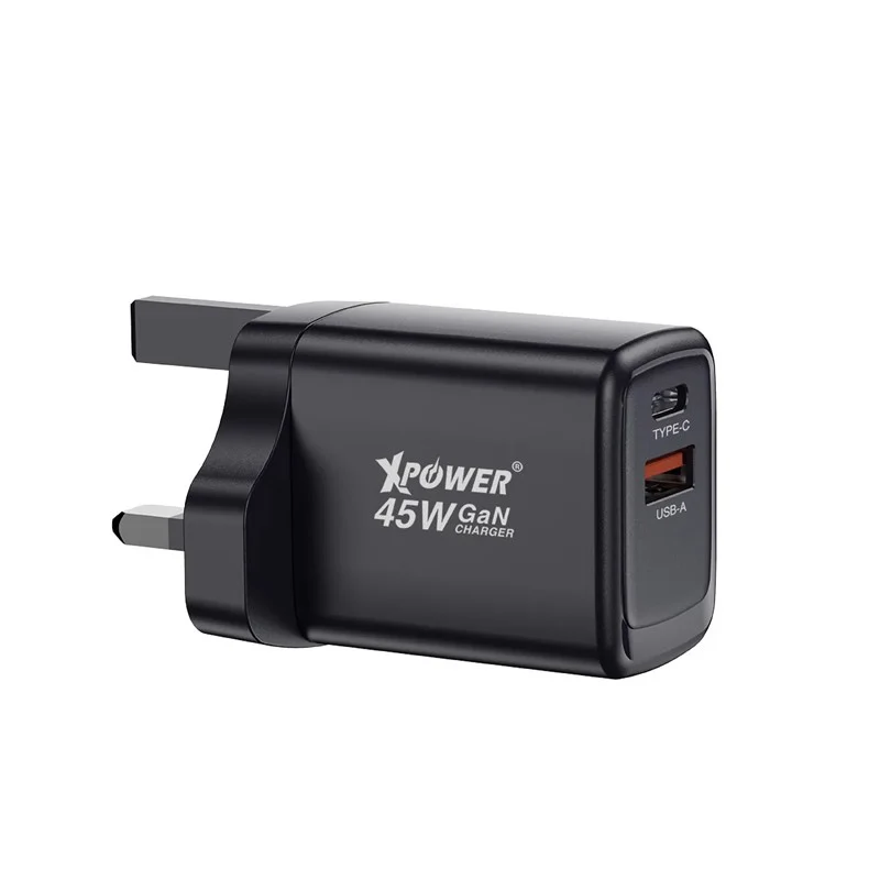 Xpower GW45 45 Watts PD 3.0/QC Gan Mini Wall Charger, Black