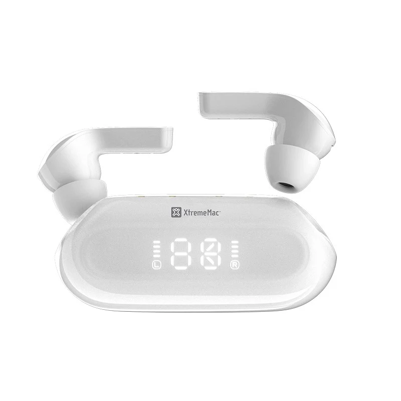 Xtrememac X-Twist Wireless Earphones With Battery Display, White