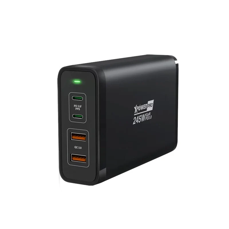 Xpower Pro Gx245 245 Watts 4-Port PD Gan Desktop Charger, Black