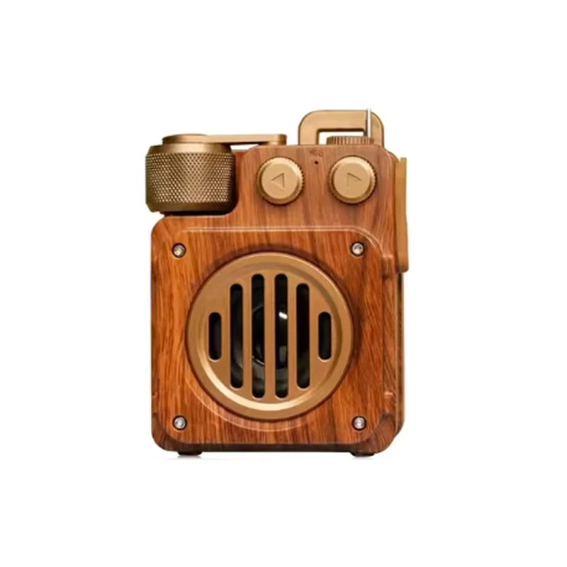 Vintage Retro Wooden Mini Bluetooth Speaker with FM Radio and TF Card