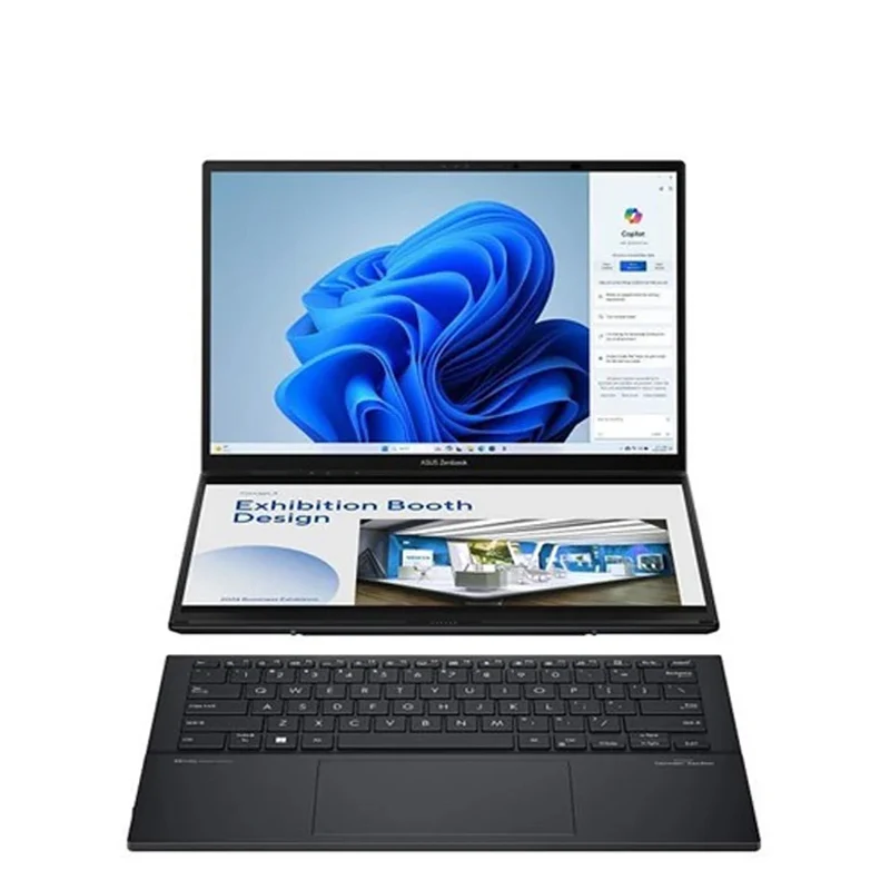 Asus ZenBook Duo 14.5" OLED Multi-Touch Notebook 120 Hz, Intel Core Ultra 9 185H, RAM 32 GB DDR5, SSD 1 TB M.2, GeForce RTX 3050 Ti 4 GB, Windows 11 Laptop, English Keyboard - Inkwell Grey