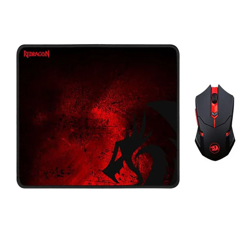 Redragon M601WL-BA Wireless Red LED Backlit Gaming Mouse and Mouse Pad Combo - Black