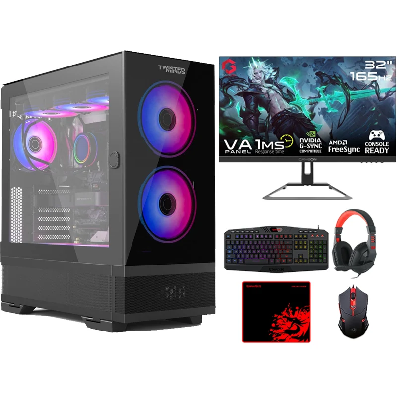 i5 GAMING PC i5-14400F, RTX 4070 12GB, Windows 11 Pro with GAMEON 32" FHD 165Hz Gaming Monitor and Redragon S101 4in1 Gaming Kit