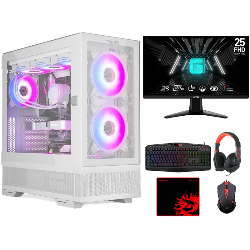 i5 GAMING PC i5-14400F, RTX 4060 Ti 8GB, Windows 11 PRO with MSI 24" FHD 180Hz Gaming Monitor and Redragon S101 4in1 Gaming Kit