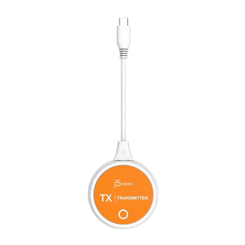 j5create JVAW62 ScreenCast USB-C Wireless Display HDMI Extender, White and Orange