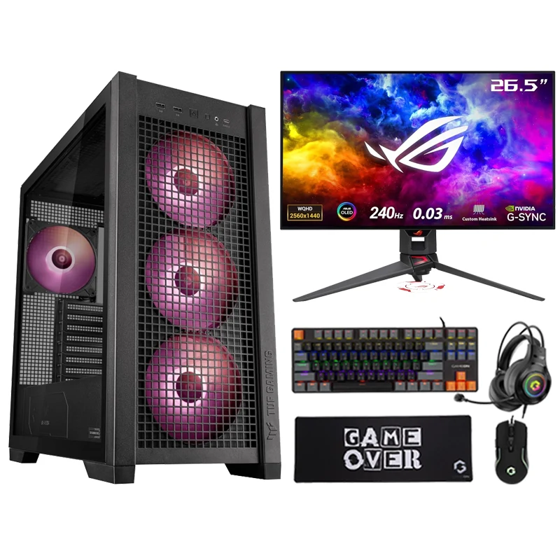 i9 GAMING PC, i9-14900KF, RTX 4090 24GB, Windows 11 PRO with Asus 27" QHD OLED 240Hz Gaming Monitor and GAMEON VIPER XA 4in1 Gaming Kit