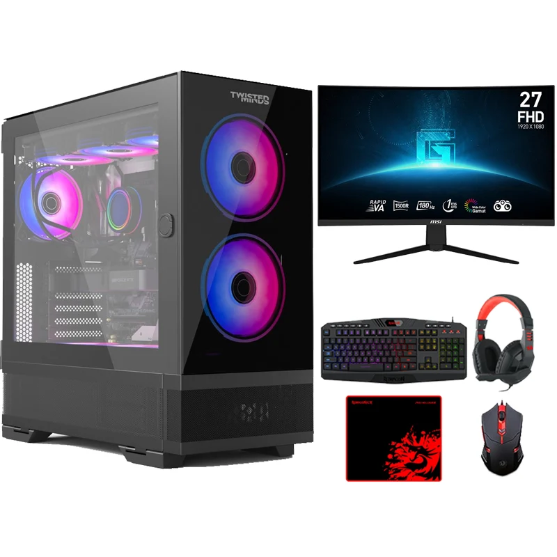 i5 GAMING PC i5-14600KF, RTX 4070 SUPER 12GB, Windows 11 PRO With MSI 27" FHD 180Hz Gaming Monitor and Redragon S101 4in1 Gaming Kit