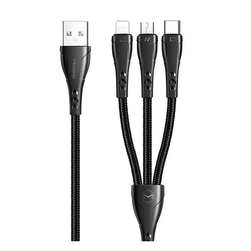Mcdodo 3 in 1 USB-A To ( Lightning + Micro + Type-c ) Data Cable - 1.2 M