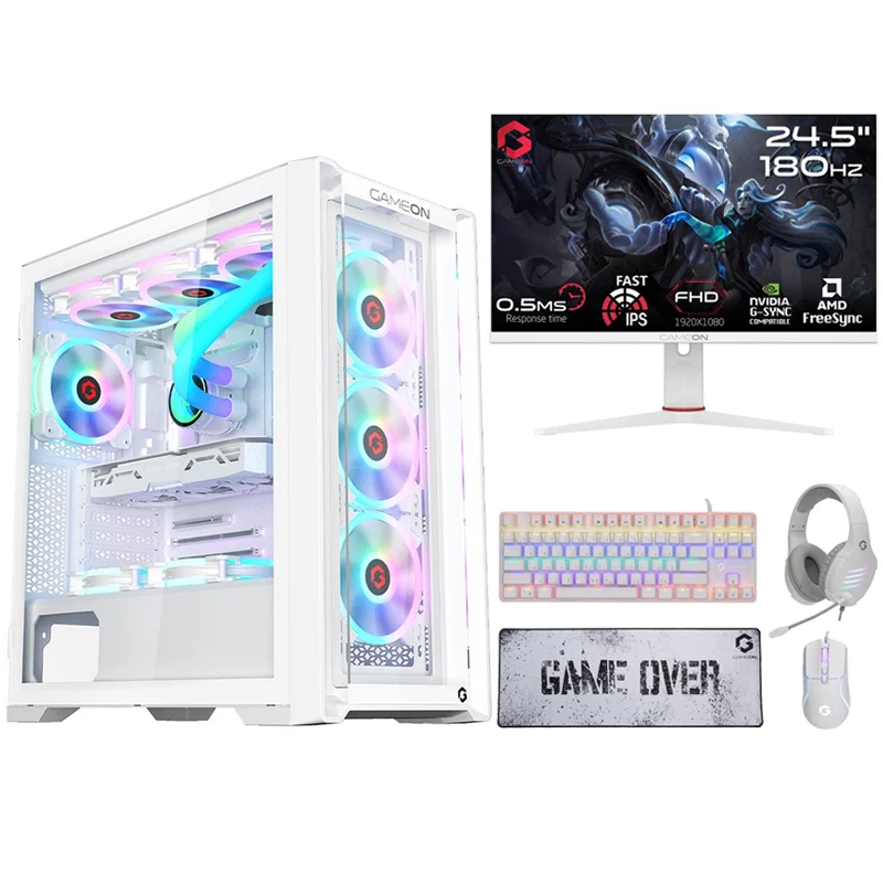 i5 GAMING PC i5-14400F, RTX 4060 Ti 8GB, Windows 11 PRO with GAMEON 24" FHD 180Hz Gaming Monitor and Redragon S101 4in1 Gaming Kit