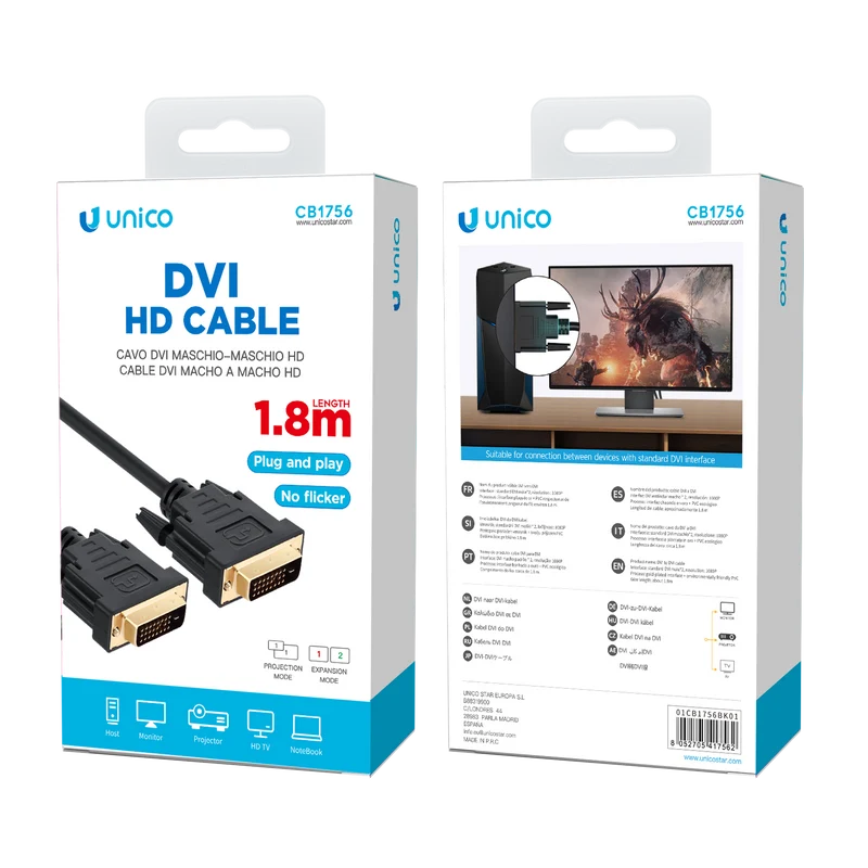 Unico CB1756 Cable DVI macho a macho versión 2.0