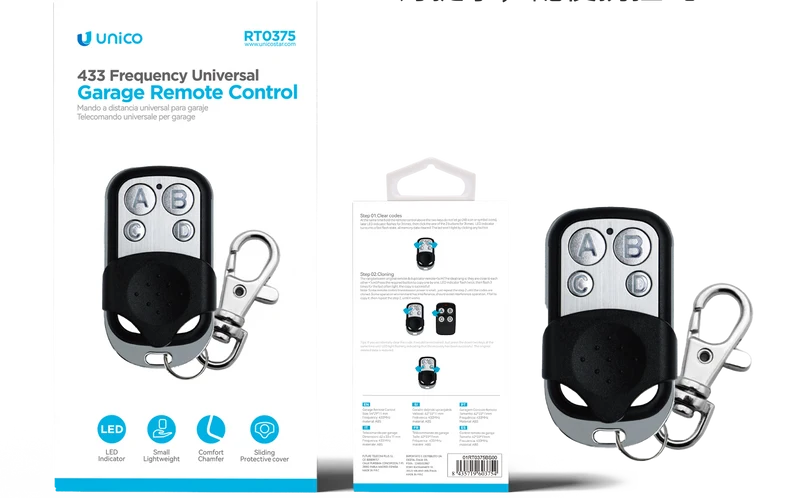 Unico RT0375 433 Frequency Universal Garage Remote Control Black+Silver