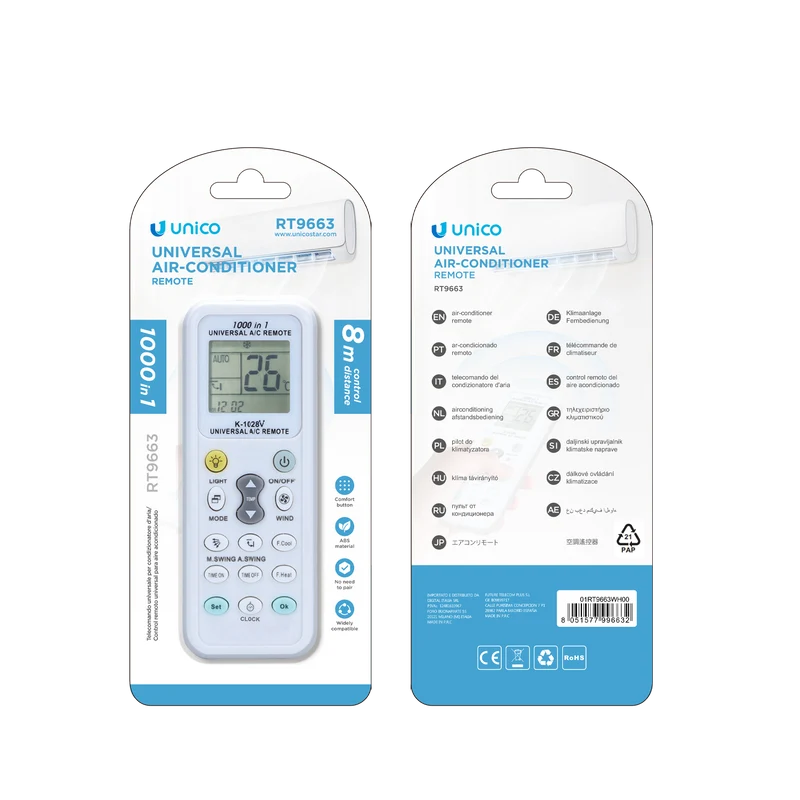 Unico RT9663 Mando a distancia universal para aire acondicionado