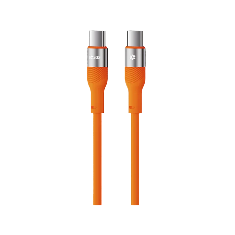 PIXEL PD Cavo Dati/Carica 60W TYPEC/TYPEC 1.5 Metro Orange Silic