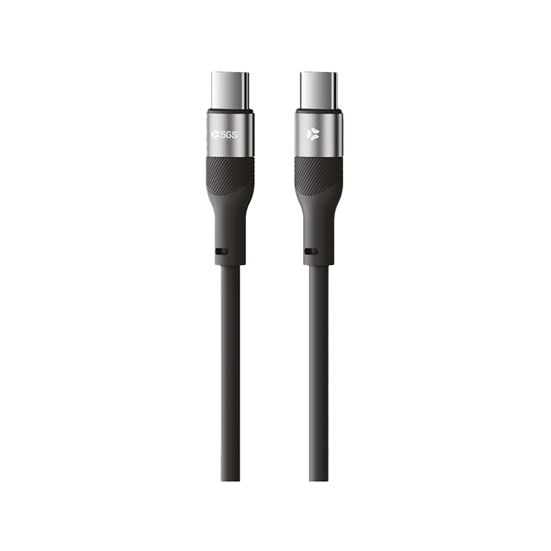 PIXEL PD Cavo Dati/Carica 60W TYPEC/TYPEC 1.5 Metro Black Silic